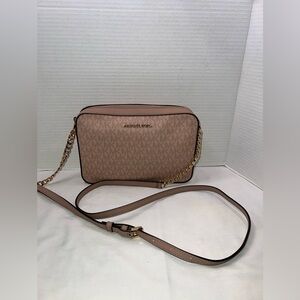 🔥🔥🔥 Michael Kors MK Signature Pink Chain Crossbody Shoulder Bag